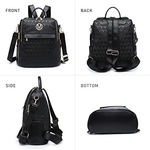 MKP Women Fashion Backpack Purse PU Leather Convertible Medium Ladies Rucksack Travel Shoulder Bags Handbag and Purse 2Pcs