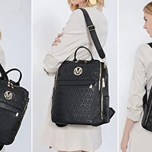 MKP Women Fashion Backpack Purse PU Leather Convertible Medium Ladies Rucksack Travel Shoulder Bags Handbag and Purse 2Pcs