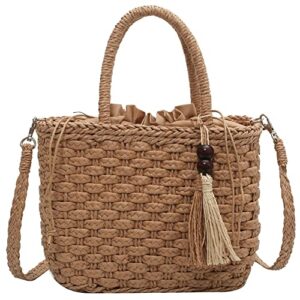 handwoven straw bag for women lightweight shopping tote handbag purse boho bag