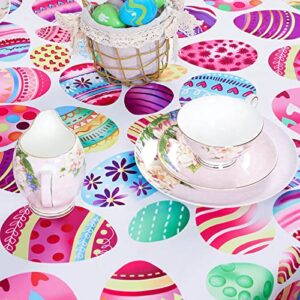 MoKoHouse White Easter Tablecloth Rectangle 57 x 84 inch Colorful Easter Eggs Tablecloth for Spring Party