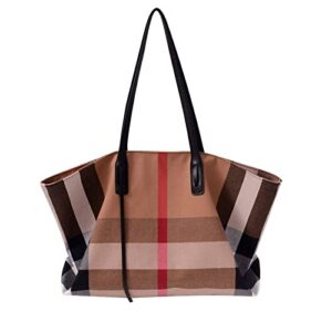 handbags for women canvas fashion large capacity roomy bag ladies crossbody purse fashion trend plaid shoulder bag