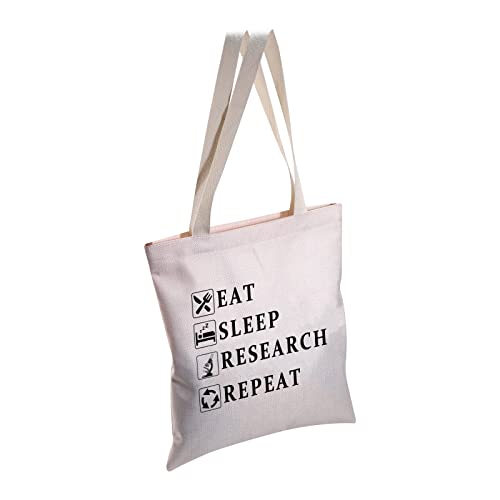 MBMSO Eat Sleep Research Repeat Tote Bag Researcher Gifts Shoulder Bag Lab Gifts Funny Science Gifts for Chemist Physicist