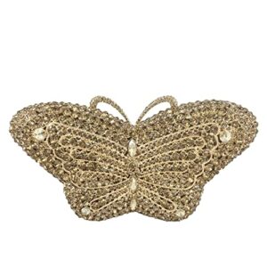 butterfly clutch women crystal evening bags wedding party rhinestone minaudiere handbags party purse (small,gold)