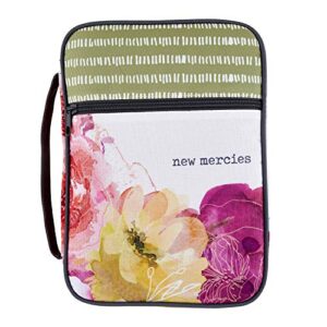creative brands faithworks-watercolor floral canvas bible cover, 6.5 x 9.5-inch, new mercies