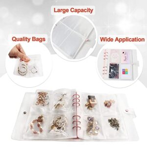 popokk Transparent Jewelry Storage Book,Portable Travel Jewelry Earring Organizer Storage Book Bag,Updated 160 Grids Jewelry Storage Album with 50 Zipper Bag,for Necklace,Bracelets,Rings and Earrings