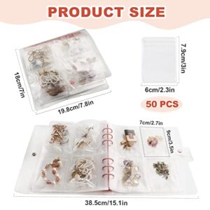 popokk Transparent Jewelry Storage Book,Portable Travel Jewelry Earring Organizer Storage Book Bag,Updated 160 Grids Jewelry Storage Album with 50 Zipper Bag,for Necklace,Bracelets,Rings and Earrings