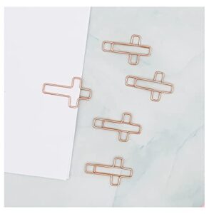 Paper Clip 100pcs Cross Bible Paper Clips 50 Rose Gold and 50 Gold Paper Clip, Notepads, Files, Folders, Bookmarks for Work, Study, Diary