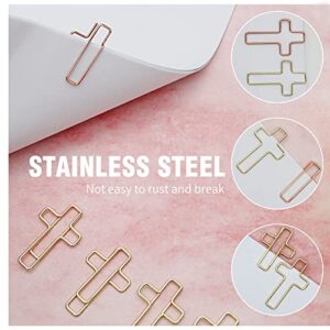 Paper Clip 100pcs Cross Bible Paper Clips 50 Rose Gold and 50 Gold Paper Clip, Notepads, Files, Folders, Bookmarks for Work, Study, Diary