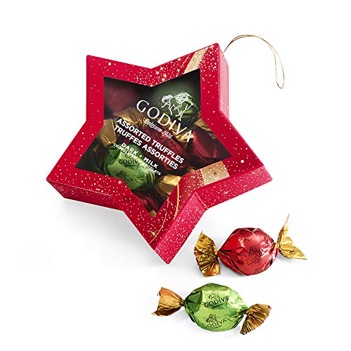 Godiva Chocolatier Holiday Assorted Chocolate Truffles Star Ornaments, Set of 6