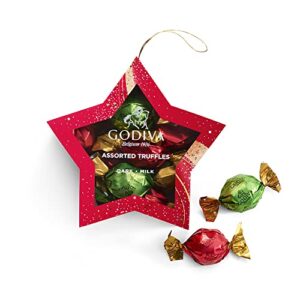 Godiva Chocolatier Holiday Assorted Chocolate Truffles Star Ornaments, Set of 6