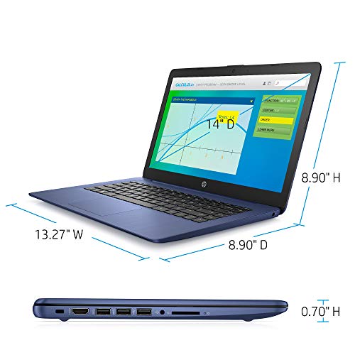 HP Stream 14 inches HD (1366x768) Display, Intel Celeron N4000 Dual-Core Processor, 4GB RAM, 64GB eMMC, HDMI, WiFi, Webcam, Bluetooth, Win10 S, Royal Blue (Renewed)