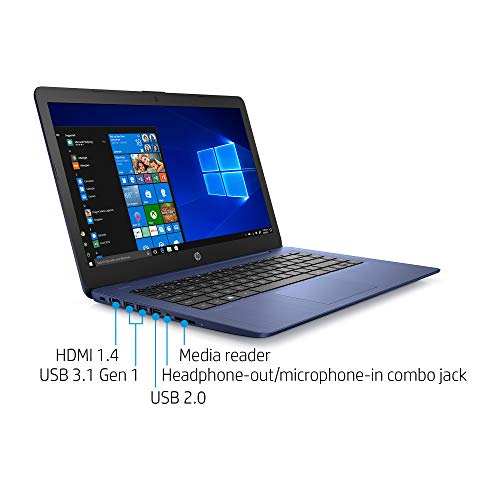 HP Stream 14 inches HD (1366x768) Display, Intel Celeron N4000 Dual-Core Processor, 4GB RAM, 64GB eMMC, HDMI, WiFi, Webcam, Bluetooth, Win10 S, Royal Blue (Renewed)