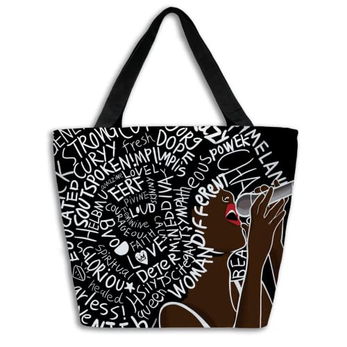 Women Tote Bags African American Women Satchel Handbags Afro Black Girl Shoulder Bag School Shopping Casual Bag