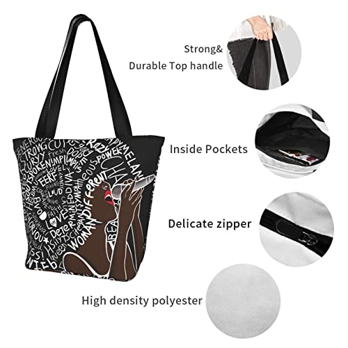 Women Tote Bags African American Women Satchel Handbags Afro Black Girl Shoulder Bag School Shopping Casual Bag