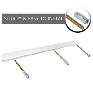 Long Floating Shelf 48 Inch White Floating Shelf for Wall Set of 2, Durable Natural Wood Oak Floating Shelf for Bedroom Bathroom, Easy Assembly, Classic Design, White, 48 *6 *0.8(Not for Drywall)