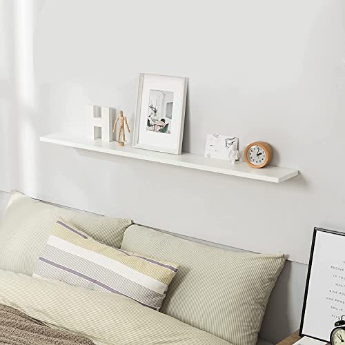 Long Floating Shelf 48 Inch White Floating Shelf for Wall Set of 2, Durable Natural Wood Oak Floating Shelf for Bedroom Bathroom, Easy Assembly, Classic Design, White, 48 *6 *0.8(Not for Drywall)