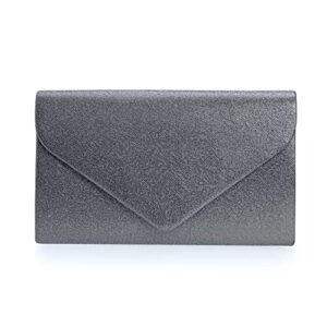 ixebella women pu clutch bag evening formal handbag wedding clutch cocktail prom party purse (pewter)