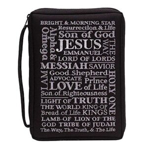 black names of jesus embroidered polyester bible cover case with handle, (maxi) 2x-large