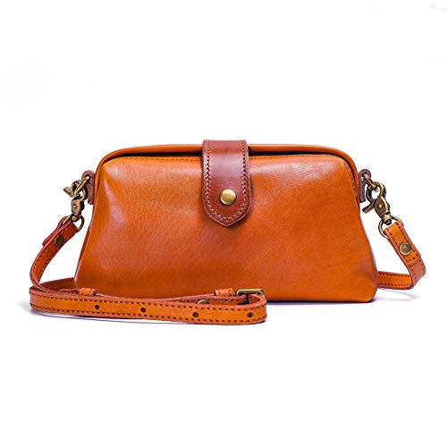 Top-Handle Bags Leather Crossbody Bags for Women Shoulder Bags Handmade Phone Purse Handbags Vintage Small Nice Little Messenger Bag Brown