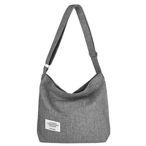 ndeno womens canvas shoulder bags crossbody hobo tote bags large handbags casual shopping work travel bag (gray)