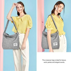 Ndeno Womens Canvas Shoulder Bags Crossbody Hobo Tote Bags Large Handbags Casual Shopping Work Travel Bag (Gray)