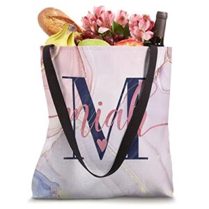 Miah Letter M Initial Monogram Calligraphy Personalized Tote Bag