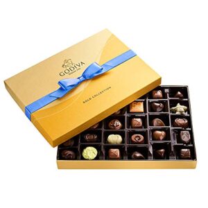 godiva chocolatier assorted chocolate gold gift box with royal ribbon, 36 pc.