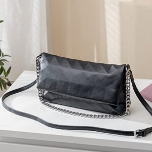 Women Chain Handbag, Shoulder Crossbody Hobo Purse Foldable Small Messenger Clutch Satchel Bag, Black