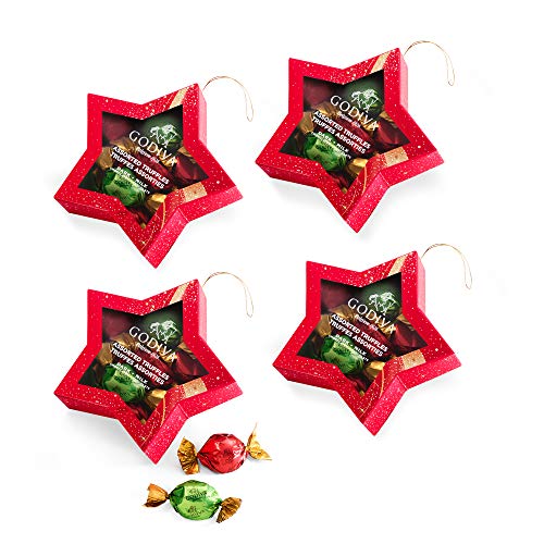 Godiva Chocolatier Holiday Assorted Chocolate Truffles Star Ornaments, 4 pc.