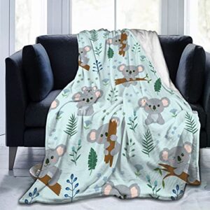 hmklpi koala blanket ultra plush all season lightweight cozy flannel throw blanket for bed chair car sofa couch bedroom 60″x50″