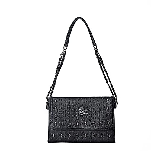 JOZZYAPA Skull Purse Gothic Purse Studded Spooky Punk Coffin Goth Rivet Purses and Handbags Tote Handbag Crossbody Satchel Shoulder Bag Clutch Purse Wallet Messager Bag Skull Gifts for Women, Black