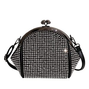 u/f punk style party fashion crossbody bags for women rivet evening clutch purse ladies black small chains shoulder bag sac a main (bright silver)