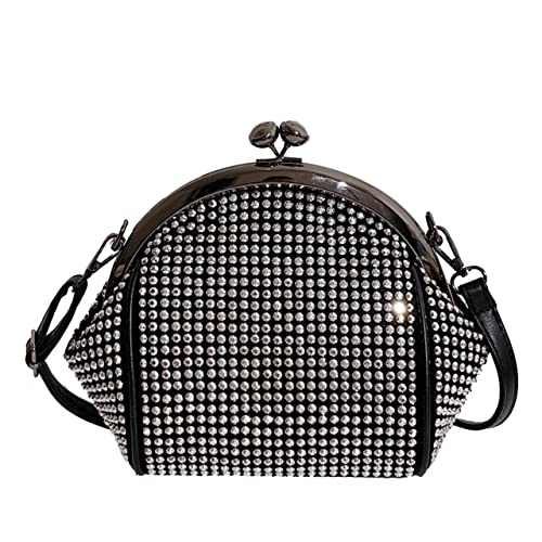 U/F Punk Style Party Fashion Crossbody Bags for Women Rivet Evening Clutch Purse Ladies Black Small Chains Shoulder Bag Sac A Main (Bright Silver)