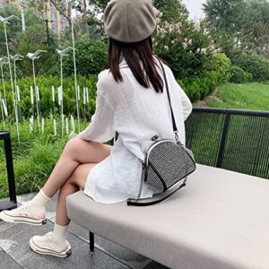 U/F Punk Style Party Fashion Crossbody Bags for Women Rivet Evening Clutch Purse Ladies Black Small Chains Shoulder Bag Sac A Main (Bright Silver)