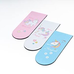 iDock Unicorn Magnetic Bookmarks, Page Markers for Reading Accessories, Mini Creative Book Holders for Student Stationery, Suitable for ReadingRooms, Offices and Schools (Three Pieces)