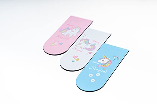 iDock Unicorn Magnetic Bookmarks, Page Markers for Reading Accessories, Mini Creative Book Holders for Student Stationery, Suitable for ReadingRooms, Offices and Schools (Three Pieces)