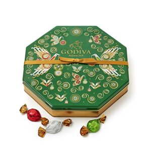 Godiva Chocolatier Limited Edition Holiday Gift Tin, Assorted Wrapped Chocolate Truffles, 50 Piece