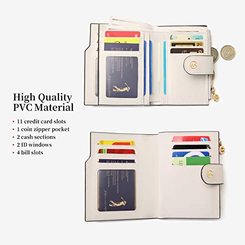 GOLF SUPAGS Wallets for Women PVC Leather Small Bifold Zipper Pocket Coin Purse Large Capacity Multi Card Organizer