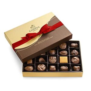 godiva chocolatier milk chocolate valentine’s gift box with red ribbon – 22 piece assorted milk chocolate with gourmet fillings -gift for chocolate lovers