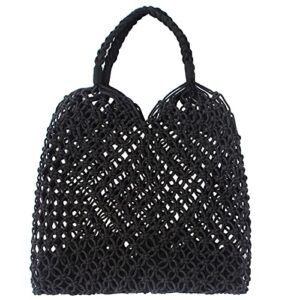 women straw handbag summer beach tote handmade woven shoulder bag fishing net hobo purse