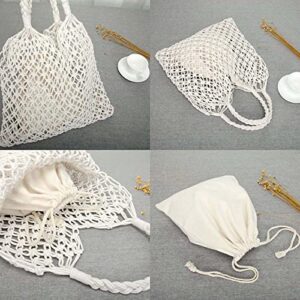 Women Straw Handbag Summer Beach Tote Handmade Woven Shoulder Bag Fishing Net Hobo Purse