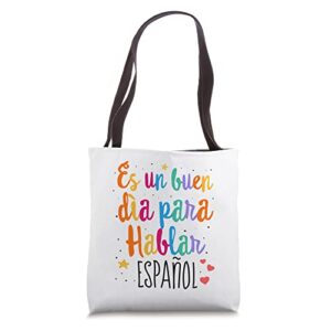 maestra cute rainbow regalos para bilingual spanish teacher tote bag