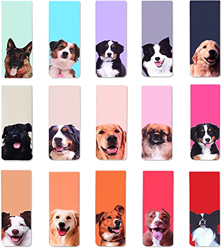 30 Pieces Magnetic Bookmarks,Pet Magnet Page Markers,Cute Dogs Magnetic Page Clips,Puppy Faces Book Markers,Assorted Bookmark for Students Teachers School Home Office Reading Stationery,15 Designs