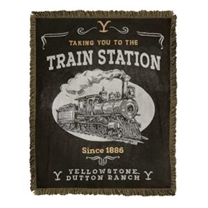northwest woven jacquard throw blanket, 46″ x 60″, yellowstone – train station