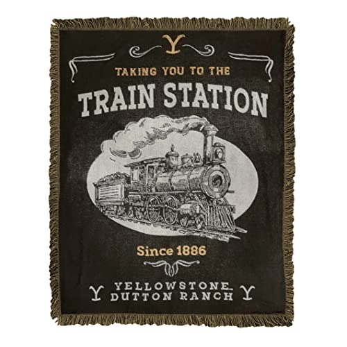 Northwest Woven Jacquard Throw Blanket, 46" x 60", Yellowstone - Train Station