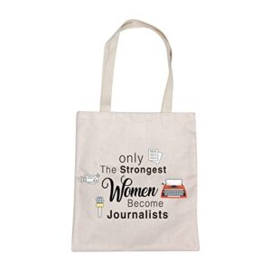 mbmso journalist tote bag journalism gifts news reporter gifts only the strongest women become journalists shoulder bag (journalist tote bag)