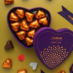 chokola sweet love heart shaped chocolates gift pack | dark chocolate box | perfect hamper for women, girl, husband, friend on celebrations like, birthday, marriage & anniversary | 4 ounce.
