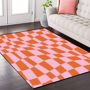 cawiadfwjo area rug retro groovy wavy psychedelic checkerboard check y2k 90s phone case non-slip soft carpet floor mat indoor outdoor runner rugs yoga home decor for living room bedroom, 47”x63”