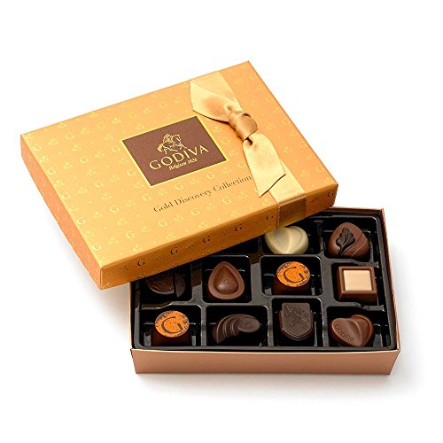 Godiva Chocolatier Assorted Gold Discovery Gift Box, Gourmet Chocolates, Great for any gift, Chocolate Gifts, Assorted Chocolates, 12 pc