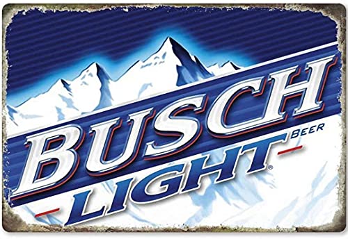 Light Beer Retro Busch Vintage Tin Sign Metal Sign 12X8 Inch Easy Mounting,Outdoor/Indoor Use